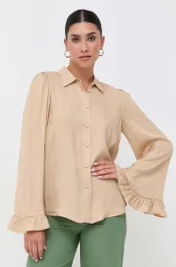 Košeľa Twinset dámska, béžová farba, regular, s klasickým golierom