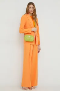 Nohavice Twinset dámske, oranžová farba, široké, vysoký pás
