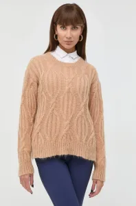 Vlnený sveter Twinset dámsky, hnedá farba, tenký #283091
