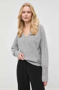 Vlnený sveter Twinset dámsky, šedá farba, tenký #4226109
