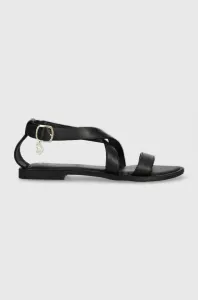 Kožené sandále U.S. Polo Assn. LINDA dámske, čierna farba, LINDA001D