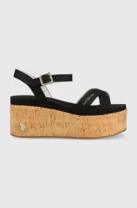 Sandále U.S. Polo Assn. LOREN dámske, čierna farba, na kline, LOREN002D #8495373