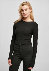 Urban Classics Ladies Cropped Rib Knit Twisted Back Sweater black - 5XL