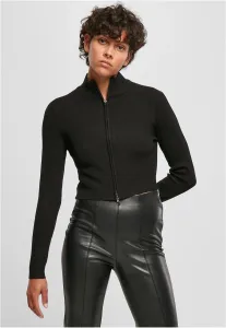 Urban Classics Ladies Cropped Rib Knit Zip Cardigan black - 3XL