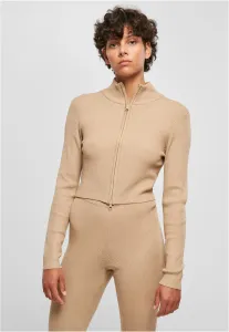 Urban Classics Ladies Cropped Rib Knit Zip Cardigan unionbeige - XL