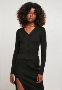 Urban Classics Ladies Short Rib Knit Cardigan black - 4XL