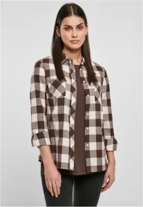 Urban Classics Ladies Turnup Checked Flanell Shirt pink/brown - Size:M
