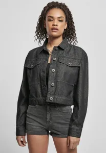 Urban Classics Ladies Short Oversized Denim Jacket black stone washed - XL
