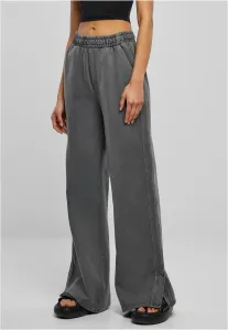 Urban Classics Ladies Heavy Terry Garment Dye Slit Pants darkshadow - S