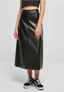 Urban Classics Ladies Synthetic Leather Midi Skirt black - Size:S