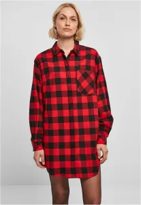 Urban Classics Ladies Oversized Check Flannel Shirt Dress black/red - L