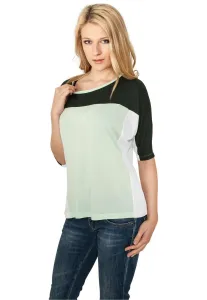 Women's 3-color T-shirt with 3/4 sleeves d.grn/mint/wht