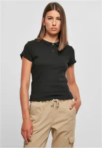 Women's Rib Polo T-Shirt Black