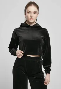 Urban Classics Ladies Cropped Velvet Oversized Hoody black - XS