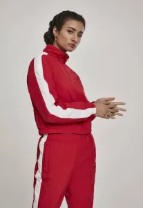 Urban Classics Ladies Short Striped Crinkle Track Jacket red/wht - L