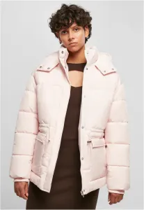 Urban Classics Ladies Waisted Puffer Jacket pink - Size:5XL