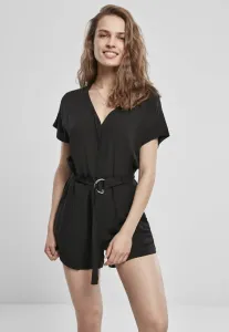 Urban Classics Ladies Short Viscose Belt Jumpsuit black - Size:M