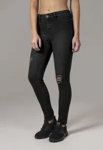 Urban Classics Ladies High Waist Skinny Denim Pants black washed - Size:27