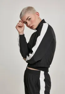 Urban Classics Ladies Short Striped Crinkle Track Jacket blk/wht - XS