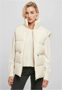 Urban Classics Ladies Waisted Puffer Vest whitesand - Size:XS