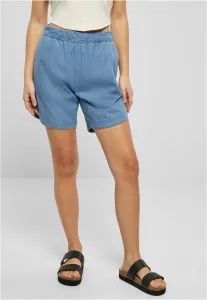Women's light-colored skyblue denim shorts washed