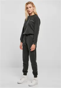 Urban Classics Ladies Small Embroidery Long Sleeve Terry Jumpsuit black - Size:XS