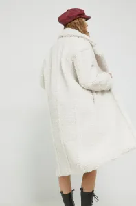 Kabát UGG dámsky, béžová farba, prechodný, dvojradový #8318437