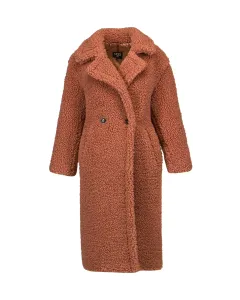 Kabát UGG dámsky, ružová farba, prechodný, dvojradový