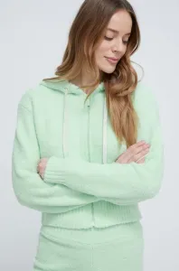Mikina UGG dámska, zelená farba, s kapucňou, jednofarebná, 1136871