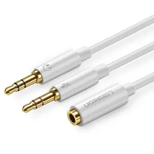 Ugreen AV140 audio splitter kábel 3.5mm F/2xM, biely (10790)