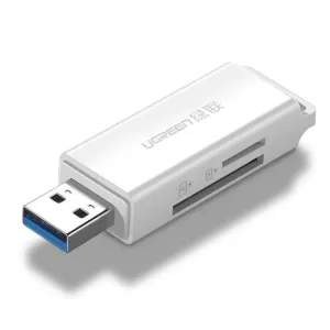 Ugreen CM104 USB čítačka kariet SD / microSD, biela (40753)
