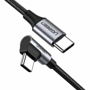 Ugreen Angled kábel USB-C / USB-C PD 60W 3A 1m, čierny (US255 50123)