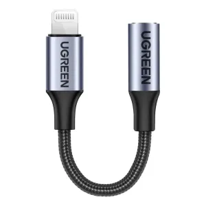 UGREEN Lightning M/F Round Cable Aluminum Shell with Braided 10 cm Black