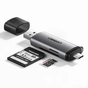 Ugreen CM184 adaptér USB-C TF + čítačka kariet SD / microSD, sivá (50706)