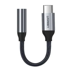 Ugreen 3,5 mm minikonektor na adaptér USB typu C na slúchadlá - 10 cm - Sivá KP28045