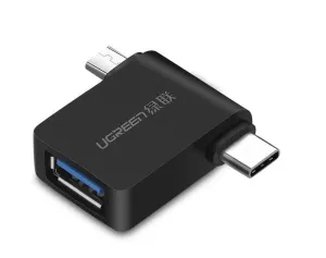 Ugreen micro USB (M) + USB-C (M) to USB 3.0 (F) OTG Adaptér Black