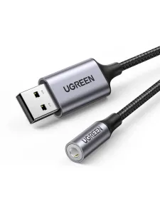 UGREEN USB 2.0 to 3,5 mm Audio Adapter Aluminum Alloy 25 cm (Dark Gray)