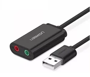 Ugreen US205 USB externá zvuková karta 15cm, čierna (30724)