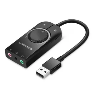 Ugreen CM129 USB externá zvuková karta 15cm, čierna (40964)