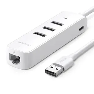 UGREEN USB 2.0 to 3× USB 2.0 + RJ45 (10/100 Mbps) (White)