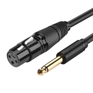 Ugreen audio kábel k XLR mikrofónu (samica) - 6,35 mm jack (samec) 3 m - Čierna KP26484