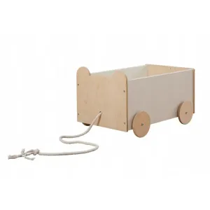 Drevený úložný box na hračky s kolieskami - medvedík