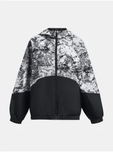 Bielo-čierna dievčenská športová bunda Under Armour Woven FZ Jacket