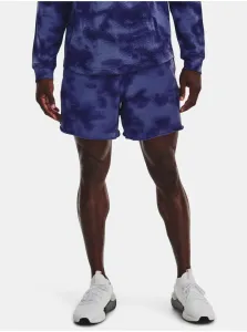 Modré pánske vzorované športové teplákové kraťasy Under Armour UA Rival Terry