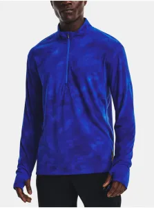 Modré pánske vzorované športové tričko s dlhým rukávom Under Armour #4412135