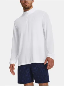 Biele pánske športové tričko so stojačikom Under Armour UA SEAMLESS STRIDE 1/4 ZIP