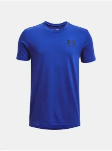 Modré chlapčenské tričko Under Armour UA športSTYLE LEFT CHEST SS