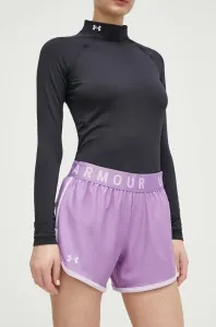 Tréningové šortky Under Armour dámske, fialová farba, s potlačou, stredne vysoký pás, 1355791