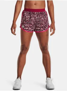 Tréningové šortky Under Armour Fly By 2.0 dámske, ružová farba, vzorované, vysoký pás