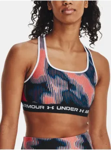 Oranžovo-modrá dámska vzorovaná športová podprsenka Under Armour Crossback Mid Print